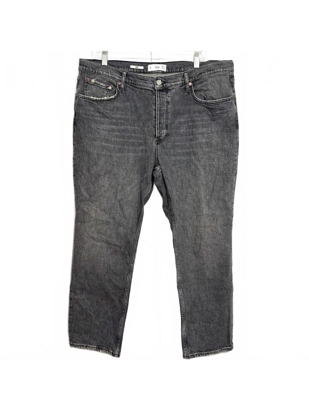 Mango MNG Miami Straight Leg Jeans Gray Women 14 Button Fly Mid Rise